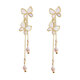 Feiyu S925 Silver Needle Silver-plated Super Fairy Butterfly Tassel Earrings Two-Wear Long Pearl Earrings Light Luxury Style Gold-Silver-Plated Needle Butterfly Tassel Earrings