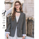 Betu women's spring new suit V-neck tie loose suit jacket women 2501T46 gray XS