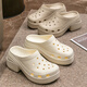 
She enjoys her enjoys hole shoes women's beach shoes sandals thick sole high heels outside slippers TQ698 Khaki 39/40