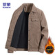 Romonjacke Herren Frühling und Herbst Trendy Revers Solid Color Top Business Executive Corduroy Jacke Herren 2270 Khaki XL