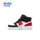 XTEP (XTEP) children's shoes for boys and girls, leather Velcro high-top cotton shoes, black/XTEP white/No. 1 red, size 29