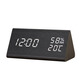 Woodshow Creative Rechargeable Electronic Clock Small Alarm ALARME LUMING MUTE Student Horloge de chevet Rétro Température de loisie et d'humidité Myloge de calendrier perpétuel 1502 Triangle Brown Wood White Plug-In Modèle