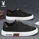 Playboy (PLAYBOY) Men's Shoes 2025 Autumn and Winter Canvas Shoes Men's Versatile Sneakers Comfortable Travel Shoes Casual Sports Shoes Black 42