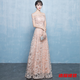 Feng Xiaowei long small evening dress new high-end banquet temperament satin French texture dress can be worn at ordinary times champagne color S