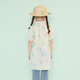 Papa climbing summer girls dress pure cotton floral skirt girl versatile cute and stylish off-white 90 cm