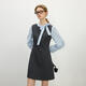 Fan silanen coréen faux robe d'épissage en deux pièces pour femmes 2025 vêtements de printemps nouvelles jupe de style académie Qianjin 1291 Blue Gray M
