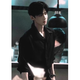Lipu Bai Jingting El mismo traje de camisa de manga larga para hombres de la camisa negra de Sangyan Sangyan con chaqueta de estilo británico CY03 Negro [actualización de tela] XL recomendado (120-135Jin [Jin iguala 0.5 kg])