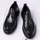 Zapatos de cuero portulese para hombres de negocios británicos para hombres zapatos casuales de negocios bajo zapatos de boda de la suela gruesa bajo 9929 Negro 39