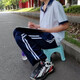 曼迪尚小学初中高中学生运动裤男女123条杠校裤校服裤子春夏季休 653一杠藏青色 XL (150) 【90-110斤】