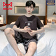 Catman MIIOW pajamas for men in summer pure cotton short-sleeved plus size thin loose middle-aged and young casual home clothing set can be worn outside 9928 [H series men's short-sleeved shorts cover] L [Recommended 100-125 Jin [Jin equals 0.5 kg]]
