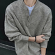Yibo Heavy Sweater Men's Autumn and Winter New Korean Style Trendy Brand Lazy Gray Henley Collar Knitted Sweater Jacket Men Light Gray XL Recommended 120-135Jin Jin equals 0.5 kg