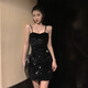 忆静萱（YIJINGXUAN）夜店小礼服女2025夏季新款夜店蹦迪亮片连衣裙名媛气质性感吊带生 浅灰色 M 95-105斤