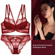 Victoria Palace Sexy Lace Underwear Large Size Bra Red Benmingnian Ultra-Thin Bra Big Breast Revealing Small Anti-Sagging Bra Red Set Bra + Panties 80B/36B With L Size Panties
