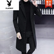 Playboy (PLAYBOY) windbreaker men's autumn and winter new Korean style trendy woolen windbreaker men's mid-length cotton thickened woolen jacket men 617 black L 110-120Jin Jin equals 0.5 kg
