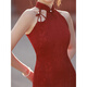 Jialong Mingxiu New Chinese Style Halter Dressing Dress Toast Wear Bride Cheongsam Small Improved Young Engagement Wedding Dress Women Summer Red S