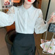 Camisa de algodón bordado Dafuxi para mujeres en 2025 Autumn New Fashion White White White White Camiseta suelta y versátil Cy9227 White M [sugerido 96-110Jin [Jin iguala 0.5 kg]]]