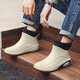 Xili Herren Short Tube Regenstiefel Neue integrierte Samt warme Wasserschuhe Low-Top-Abdeckungsschuhe Fischereiwagen Anti-Slip-Arbeit Gummi Schuhe Beige 41