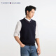 Tommy Hilfiger autumn and winter men's and women's pure cotton business casual commuting college style trimmed V-neck inner layering shirt knitted vest navy FAP M (recommended 135-150Jin Jin equals 0.5 kg)