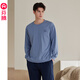 Fenteng Spring and Autumn Couples New Long-sleeved Pajamas Pure Cotton Pullover Women's Round Neck Large Size Men's Youth Cotton Home Clothing Set