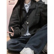 7 hochwertige Arbeitsjacken für Männer und Frauen im Frühjahr und Herbst Neue Amerikaner Retro lässig losen Solid Color Männer und Frauen-Fliegerjacke Top SSQ-684 Black M.