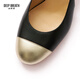 DEEP BREATH Deep Breath Women's Shoes Small Round Toe Small Xiangfeng High Heels Elegant Back Single Shoes AX11148 Black Gold 38