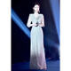 Weixuan Annual Meeting Ceremony Host Dress Women's New Long Dress High-End Banquet Dignified and Attractive Art Examination Sequined Performance Costume Silver M One Size