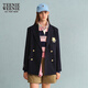 Teenie Weenie Bear Women's Blazer Autumn Retro College Temperament Double-breasted Suit Navy XS