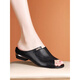 Yierkang Prince genuine leather sandals for women 2025 new summer wear fashionable thick heel flat soft leather fish mouth sandals. Women's shoes that are not tired after walking for a long time are off-white [order shipping insurance] 38