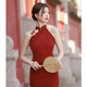 Jialong Mingxiu New Chinese Style Halter Dressing Dress Toast Wear Bride Cheongsam Small Improved Young Engagement Wedding Dress Women Summer Red S
