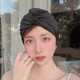 Zailu swimming cap for women with long hair, special for not tying the head, cute Japanese face-showing small enlarged head circumference, black trendy fabric, enlarged black hat + earplugs and nose clip set