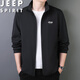 JEEP SPIRIT Jeep Jacket Men's Spring and Autumn Versatile Simple Solid Color Stand Collar Jacket Casual Wear Top Dark Blue 2XL
