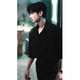 Lipu Bai Jingting El mismo traje de camisa de manga larga para hombres de la camisa negra de Sangyan Sangyan con chaqueta de estilo británico CY03 Negro [actualización de tela] XL recomendado (120-135Jin [Jin iguala 0.5 kg])