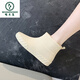 Woodpecker Japanese fashion rain boots for women winter anti-slip low-top water shoes water boots short tube rain boots car washing grocery shopping kitchen shoes rubber shoes trendy off-white (added velvet socks) 37 positive size