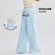 Ove Girls Frühlingshosen 2025 Neue Kinderspitzenspitze mit Weitbeinhosen Frühling und Herbst große Kinder mit geradlinigen Hose Sport 15281 Lake Blue 120 cm