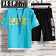 
JEEP SPIRIT trend short-sleeved T-shirt boy 12-15 years old junior high school students 13 teenagers sports suits 14 children's summer suits 826-5 black (short sleeves + shorts) M 160 (70-90Jin [Jin equals about 0.5 kg])