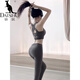 Kangaroo (DAISHU) yoga clothing set for women 2025 new high-end Pilates training clothing with chest pads fitness tops sports bra set tar-colored vest + tar-colored pants M (98-108Jin Jin equals 0.5 kg)