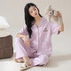 2025 Nouveau pyjamas en coton pur pour les femmes SUIT CARTIGANT CARTIGAN CARTANT MIGIN SUMME CARTOON CONCUTER SAISON COSTERS 9734 Purple XL [120-140JIN [Jin est égal à 0,5 kg]]]