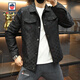 AEMAPE Jacket Men's 2025 Spring y otoño Nuevo solapa impresa de alta calidad de alta calidad de mediana edad y jóvenes tendencia de chaqueta delgada y guapo Black 1047 2XL 150-160Jin [Jin iguala 0.5 kg]