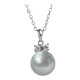 Kuang Yi mother-of-pearl pendant single S925 sterling silver clavicle necklace with bow simple female birthday gift 10mm white beads