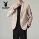 Playboy (PLAYBOY) non-iron shoulder pad small suit men's jacket spring and autumn Korean style loose business style casual suit top black L