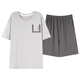 Langsha Herren Pyjamas Herren Sommer 2025 Neues Baumwollseif-Sommer-Teenager Kurzärärmelte, ruhiger Hausbekleidungsanzug Sommerstil YSX: 9712 Dunkelblau gestreifte Hose [Pyjamas unterscheiden sich von gewöhnlichen Kleidergrößen] XL