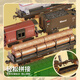 Juke's Steam Train Spray Spray Electric Electric Simulation Simulación del automóvil de cuero verde retro Toy Boy Barging Bajor Version [92.5*92.5cm] 4 automóvil