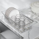 Sanxita stainless steel kitchen sink rack retractable drain basket wash basin dish rack sink dish storage drain rack