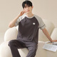 
Modal 100% cotton pajamas for men in summer pure cotton short-sleeved trousers round neck casual can be worn outside home clothing two-piece suit NSN13603 XL