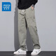 真维斯（Jeanswest）美式潮牌阔腿长休闲裤男士春秋新款百搭宽松运动直筒工作装棉裤子 浅绿色2403H XL 【建议135-155斤】