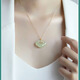 Chihuan Hotan Ruyi Xiangyun Pendant Women's New Chinese Style S925 Silver Necklace 18k Gold Inlaid Peace Clavicle Chain Hotan Jade Ruyi 18k Gold Buckle Single Pendant Mini