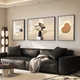 Huaixue modernes Licht luxuriöser Wohnzimmer Dekoration Maltriptychonmale High-End-Sinnesstein für Sofa-Hintergrund Wandhängemalerei Atmosphärische Wandmalerei T12358 Links und rechts 60*80 Middle 110*80 Kristallporzellan Diamant-ingelobte Aluminiumlegierung schwarzer Rahmen