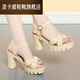 Lingka Qiyuzui shoes summer sandals open toe one-line elegant high heels thick sole waterproof platform versatile black 6.5 cm style 35