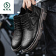 Woodpecker Casual Lederschuhe Britische Business Formale Wear Herrenschuhe 2025 Frühlings- und Herbst neuer trendiger vielseitiger Retro -Socken echte Leder -Freizeitschuhe Schwarz (9920) 39