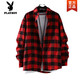 Playboy (Playboy) Schwarz-Weiß-Plaid-Shirt Männer koreanischer Stil Trend Frühling und Herbsthemd Lose Trendy Brand Casual Longleved Top Jacket Männer Sommer 6908 Red High Quality XL
